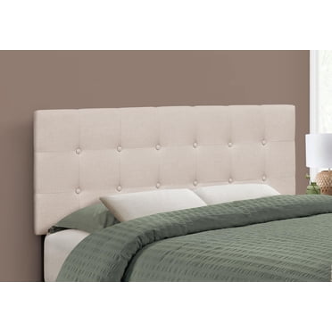 Monarch Specialties Bed, Headboard Only, Full Size, Bedroom, Upholstered, Linen Look, Beige, Transitional