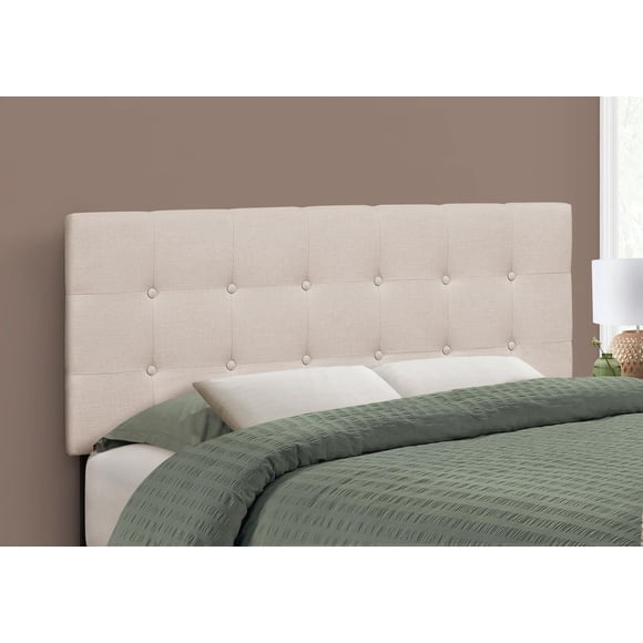 Monarch Specialties Bed, Headboard Only, Full Size, Bedroom, Upholstered, Linen Look, Beige, Transitional