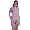 thumbnail image 1 of Moomaya Pyjama pour Femmes Imprimé, Ensemble Deux Pièces à Col Cranté avec Short, 1 of 6