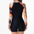 thumbnail image 2 of TaTaai Women's Athletic Rash Guard Swimsuit, Printed Color Block Long Sleeve with Zipper Front, Sporty Swimwear for Surfing, Diving and Water Sports Gift, 2 of 8
