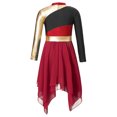 thumbnail image 4 of Yeahdor Robe de Danse pour Filles Enfants, Manches Longues Métalliques, Robe de Prière, Costume de Danse Bourgogne 14, 4 of 7
