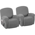 thumbnail image 1 of Super Stretch Couch Covers Recliner Covers Recliner Chair Covers Form Fitted Standard / Oversized Power Lift Reclining Slipcovers, Feature Soft Thick Jacquard, Dove, 2 Pack, 1 of 7