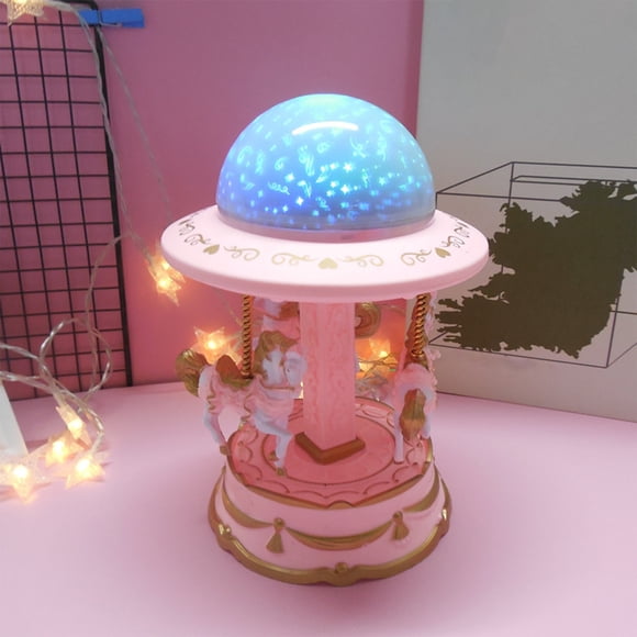 Jouets Éducatifs, Jouets de Jeu d'Imitation pour Tout-Petits Déguisement, Jouet Éducatif pour Garçons et Filles de 1 An, Boîte à Musique Carrousel pour Filles Lanterne à Projection d'Étoiles Carrousel Boîte à Musique Boîte à Musique Fille Fête g