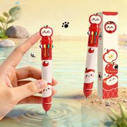 BUTASY Ballpoint Pens Personalized Red Apples Black Cats 10-Color Ballpoint Pen Fast-Drying Colored Pens for Students Stylish and Multifunctional Ballpoint Pens 10ml