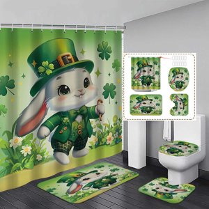 Amzcrzy Curtains, St. Patrick's Day Holiday Decoration Shower Curtain Home Bathroom Dry And Wet Separation Shower Curtain Waterproof Shower Curtain Partition shower curtain