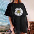 thumbnail image 2 of Hauts d'Été pour Femmes 2023 T-shirt à Manches Courtes Imprimé Petite Marguerite Col Rond Ample Blouse Pull, 2 of 5