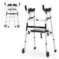 thumbnail image 1 of Costway Foldable Aluminum Alloy Walker Wheel Walking Frame W/ Seat & Armrest Pad, 1 of 10