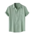 thumbnail image 1 of Chemise Décontractée pour Homme Unie à Col Rabattu à Manches Courtes avec Fermeture à Boutons Blouse Hawaïenne, 1 of 9
