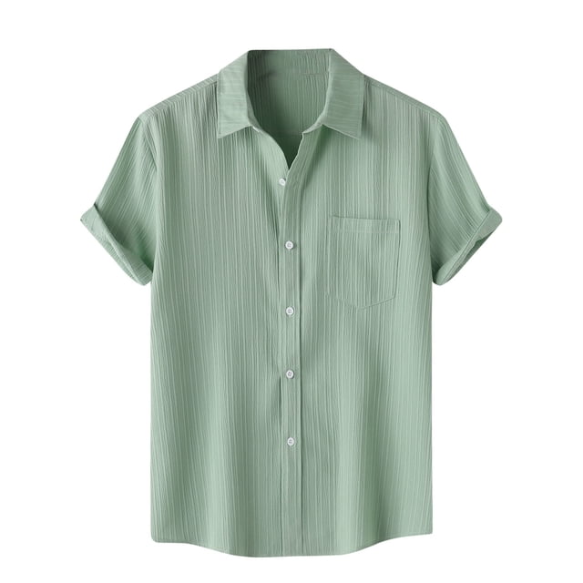 Chemise Décontractée pour Homme Unie à Col Rabattu à Manches Courtes avec Fermeture à Boutons Blouse Hawaïenne