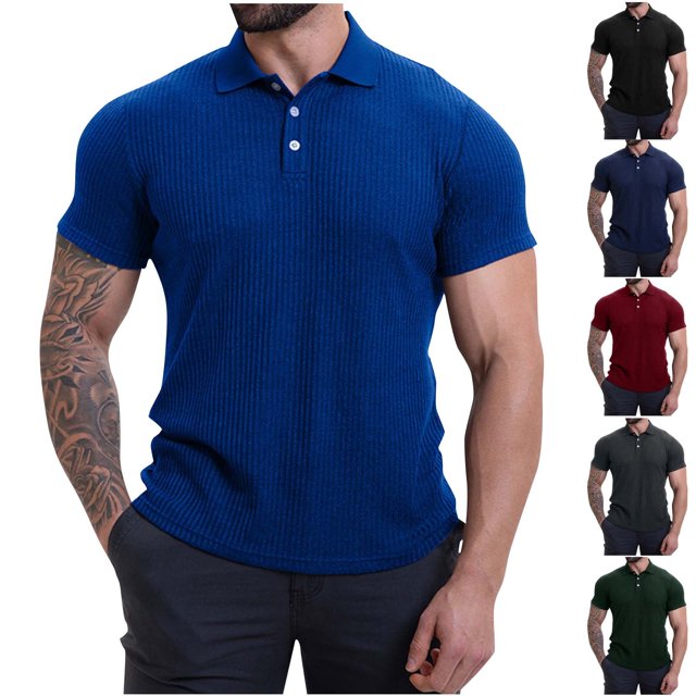 FNFYFH Clearance Chemises de Golf pour Hommes Col Manches Courtes T-Shirts Été Col Rabattu Blouses Vin,S