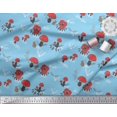 thumbnail image 2 of Soimoi Blue Rayon Fabric Rabbit & Mushroom Clip Art Print Fabric by the Yard 42 Inch Wide, 2 of 3