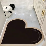 Czzoypi Love Bathroom Rug, Super Absorbent Fast Drying Bath Mat, Non-Slip Rubber Backing Washable Shower Rug for Tub Front, 16x16 Inch Floor Mat for Kitchen Laundry Room, Black