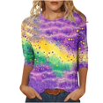 thumbnail image 1 of Penkiiy Blouse Carnaval Manches 3/4 Chemise de Printemps Quotidienne Tee Imprimé Masque Blouse Mardi Gras Col Rond 2024 Tee Tunique Habillée m Multicolore, 1 of 5