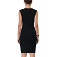 thumbnail image 3 of INSPIRE CHIC Robe Fourreau pour Femme Col Plissé Crayon Tenue de Travail Robes 2TG Noir, 3 of 5