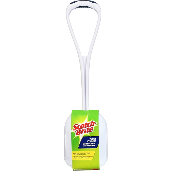 Scotch-Brite Ventouse de Toilette avec Support, Tête en Caoutchouc Durable, Ventouse de Toilette et Support pour le Nettoyage de la Salle de Bain