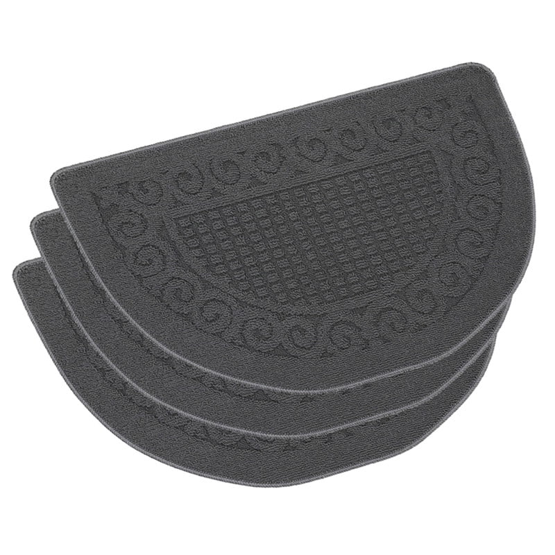 Marina Decoration Tapis de Couloir Tissé Doux et Durable, Absorbant l'Eau, avec Support Antidérapant, Couleur Gris Anthracite, Demi-Lune, 20 x 32 Pouces, Lot de 2