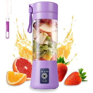 Jinsinto Portable Blender Cup,Electric USB Juicer Blender,Mini Blender Portable Blender For Shakes and Smoothies, Juice,380ml, Six Blades Great for Mixing,Light purple