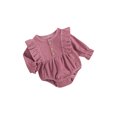 thumbnail image 2 of Kmbangi Baby Romper, Solid Color Round Neck Long Sleeve Bodysuit Jumpsuit, 2 of 7