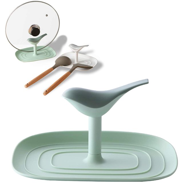 Égouttoir Polyvalent pour Couvercles de Casseroles, Repose-Cuillère, Plateau de Rangement pour la Maison - Vert
