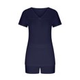 thumbnail image 3 of Ensembles Assortis pour Femmes 2 Pcs Pyjama d'Intérieur Confortable pour Femmes à Col en V et Manches Courtes, Ensemble de Sport, Ensembles Deux Pièces pour Femmes en Liquidation, 3 of 5