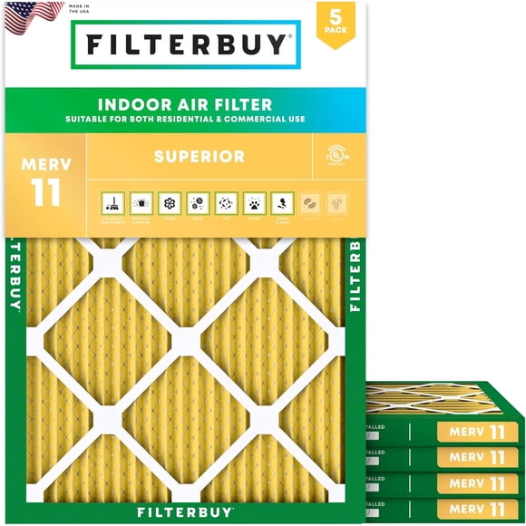 Filterbuy 18x21x1 Air Filter MERV 11 Allergen Defense, HVAC AC Furnace Air Filters Replacement (5-Pack)