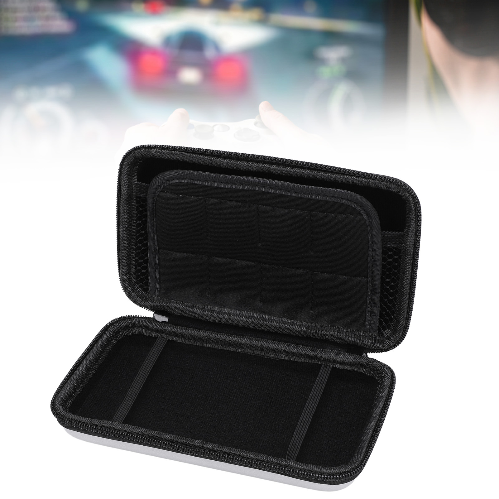 Carrying Case for New 2DS XL 2DS LL 3DS Consoles, Hard Shell Travel Pouch with 8 Game Card Slots, Water Resistant PU Exterior and EVA Interior Storage Bag