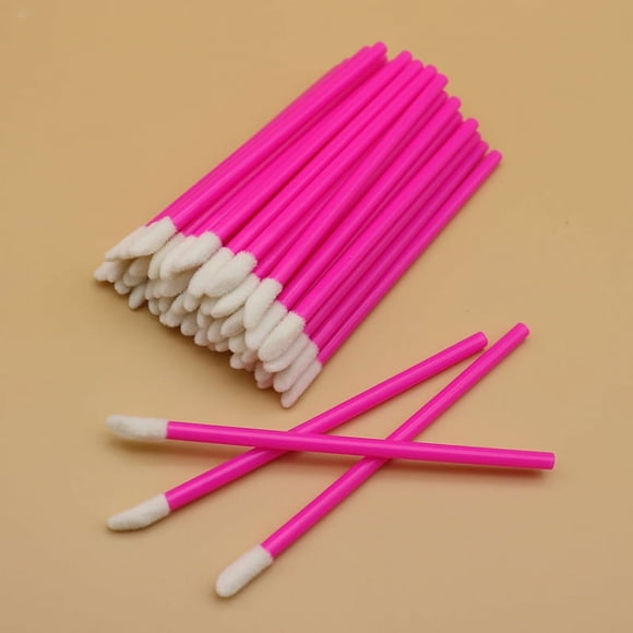 Zhuge 500Pcs Disposable Lip Brush Applicators, Black Lipstick Applicators, Disposable Nail Brushes, Lipstick Gloss Wands for Makeup, Nail Art, Painting, Detail Brush (Rose)