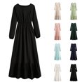 thumbnail image 1 of Gspmoly Robes Décontractées pour Femmes, Robe Décontractée pour Femmes à la Mode à Col Rond à Manches Longues Robe Longue à Taille Robe de Soirée pour Femmes Articles en Liquidation, 1 of 7