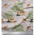 thumbnail image 1 of Soimoi Viscose Chiffon Fabric Tree & Kangaroo Animal Print Fabric by The Yard 42 Inch Wide, 1 of 3