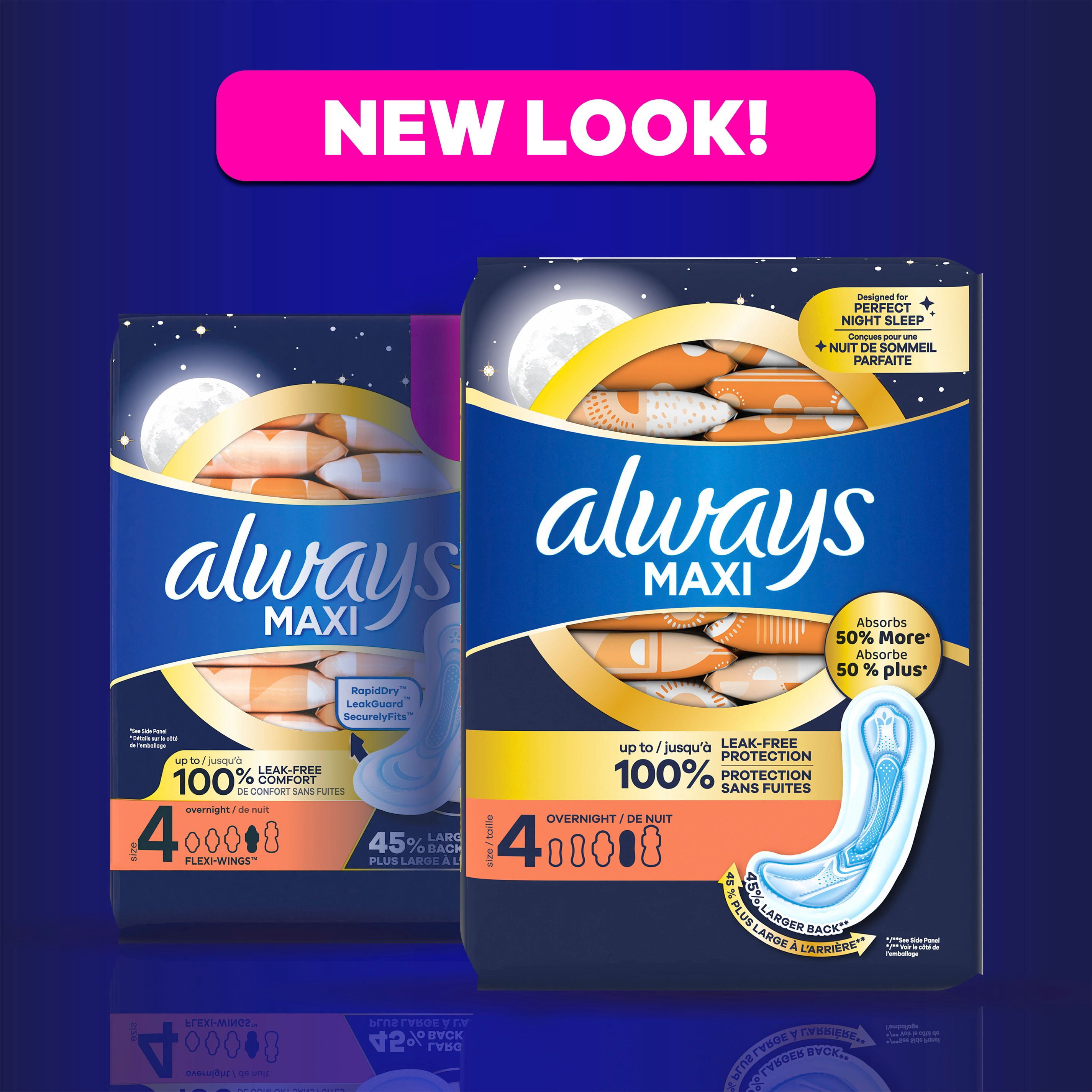 Always Serviettes Maxi de Nuit Sans Ailes pour Femmes, Taille 4, Absorption de Nuit, Non Parfumées