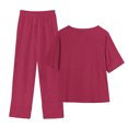 thumbnail image 3 of Yuyuzo Ensembles Détente pour Femmes, Hauts à Col Rond à Boutons, Pantalons Amples avec Poches, Ensemble Assorti d'Été 2 Pcs, 3 of 4