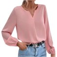 thumbnail image 1 of XZNGL Womens Long Sleeve Tops and Blouses Womens Satin Socket V-Neck Solid-Color Commute Long Sleeve Blouses Shirt Tops Womens Tops and Blouses Womens Blouses Long Sleeve, 1 of 9