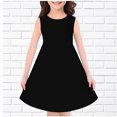 thumbnail image 2 of vdgthytj Girls Summer Midi Dresses Round Neck Solid Color Sundress Sleeveless A-Line Flowy Knee Length Dress, 2 of 3