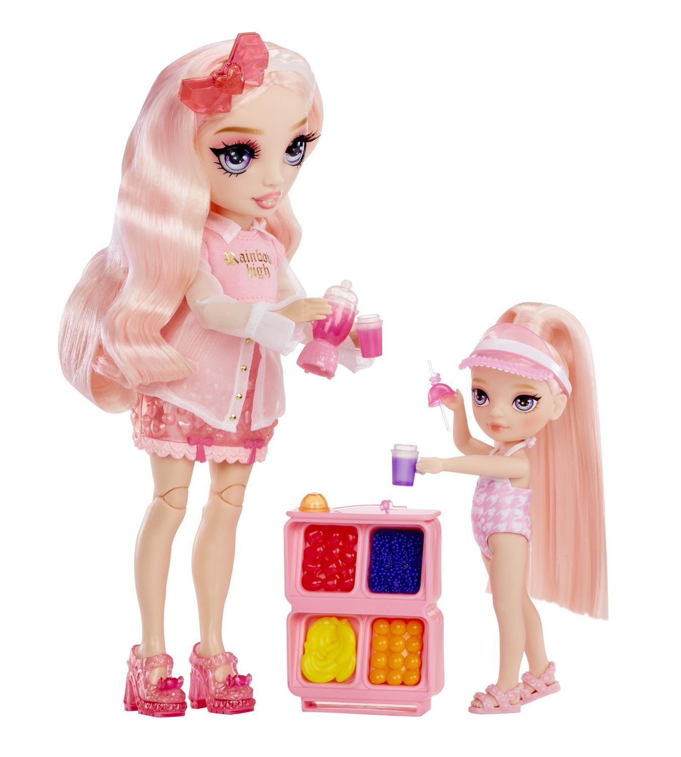 Rainbow High Littles Pool Day Playset + Small Doll (Pink 5.5”)