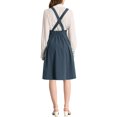 thumbnail image 3 of Unique Bargains Jupe Midi Plissée à Bretelles Rétro à Taille Élastique pour Femme Bleu Foncé L, 3 of 7