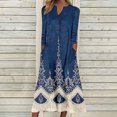 thumbnail image 1 of Babysbule Liquidation Robes d'Automne pour Femmes Mode Femmes Décontracté Élégant Col Rond Imprimé Été Manches Longues Poches Robe, 1 of 5
