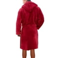 thumbnail image 2 of Innerwin Bath Robes Hoodie Men's Wrap Robe Winter Long Sleeve Soft Dressing Gown Red XL, 2 of 3