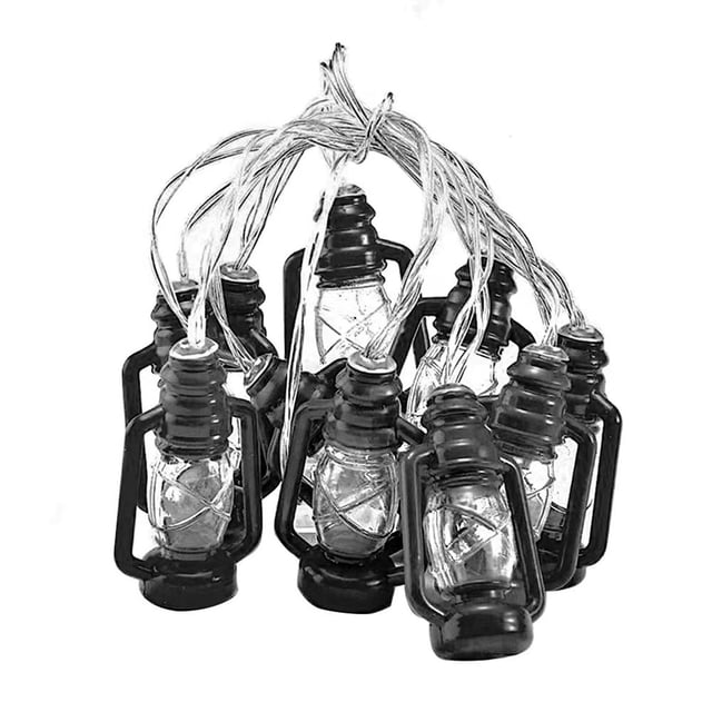 Lantern String Light Led Kerosene Bottle Light String Plastic Led Black Lantern String Light Retro Waterproof Energy Saving Plastic Mini Kerosene Lamp For Camping