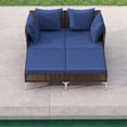 thumbnail image 4 of Gymax Outdoor Rattan Double Daybed Wicker Chaise Lounge for 2 w/ Seat & Back Cushions Navy, 4 of 10
