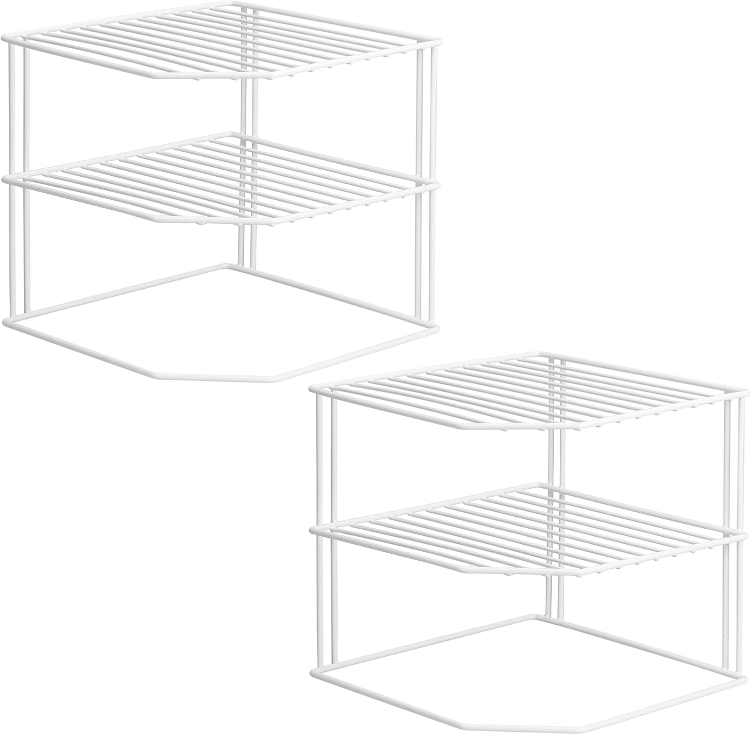 Kitchen Cabinet Organizer, 3 Tier White Corner Plate Shelf for Kitchen Cabinet Storage - Cupboard Shelf Insert Organizer