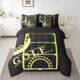 thumbnail image 2 of Ensemble de couette de sport YST, 7 pièces, Queen Size, noir jaune, thème de sport, 2 of 4