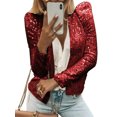 thumbnail image 4 of Kmbangi Women Sequined Jacket, Long Sleeve Open Front Fall Ladies Cardigan for Club Party, 4 of 9