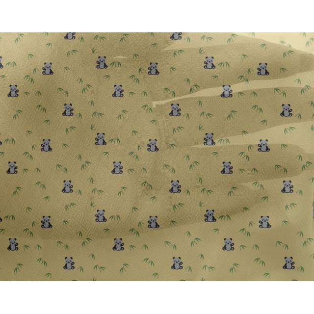 oneOone Georgette Viscose Fabric Leaves & Panda Animal Print Fabric BTY 42 Inch Wide