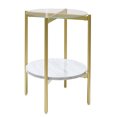 thumbnail image 1 of Signature Design by Ashley Wynora Contemporary Round End Table with Glass & Faux Marble, White & Gold, 1 of 2