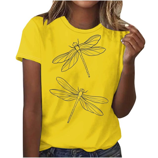 Meichang T-Shirts Chemises pour Femmes Mignons T-Shirts d'Été Mode Hauts Imprimés Animaux Décontractés Manches Courtes T-Shirt Basique Ample Col Rond Chandail T-Shirts