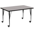 thumbnail image 1 of Mobile 36''W x 72''L Rectangular Grey HP Laminate Activity Table - Height Adjustable Short Legs, 1 of 3