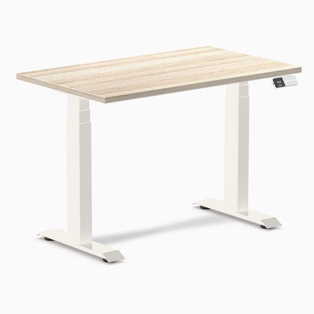 Desky Bureau Assis-Debout Mini Double - Chêne Classique / 40 x 24 Pouces / Blanc