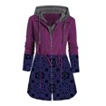 thumbnail image 1 of CEHVOM Femmes Automne et Hiver Imprimé à Empiècements Manches Longues à Cordon Cardigan Manteau Hauts Coupe-Vent à Capuche Liquidation, 1 of 6