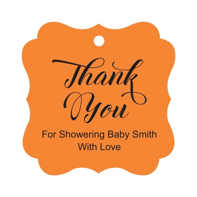 Darling Souvenir Baby Shower Thank you Favor Tags Custom Hang Gift Tags-Orange-100 Tags