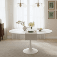thumbnail image 4 of Noble House Extendable Round Dining Table,Smooth Extension Mechanism, Versatile Dining Table for Home Use, White, 4 of 9